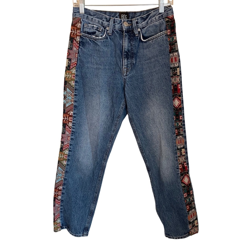 BDG Urban Outfitters Size 28 Tapestry Side Stripe Ankle Jeans Boho Festival